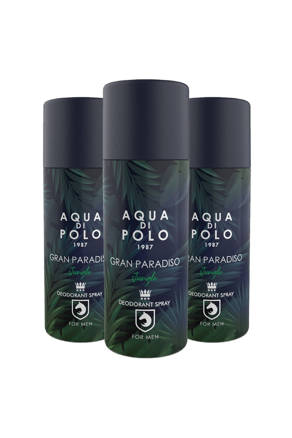 Aqua di Polo Gran Paradiso Jungle 150 Ml Erkek Sprey Deodorant 3'lü Hediye Seti STCC004601